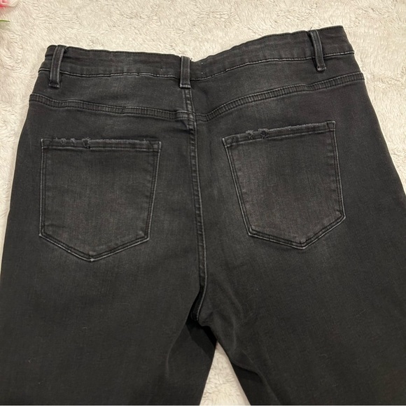 Vervet - York Plus High Rise Distressed Button Fly Ankle Black Skinny Jeans P16 - Picture 10 of 15